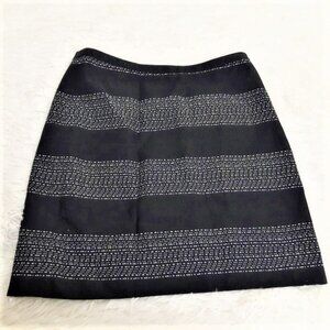 Ann Taylor Loft Skirt Pencil Black White Stitching Size 2